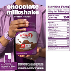 Premier Protein 100% Whey Protein Powder, Chocolate Milkshake,30g Protein,17 ser