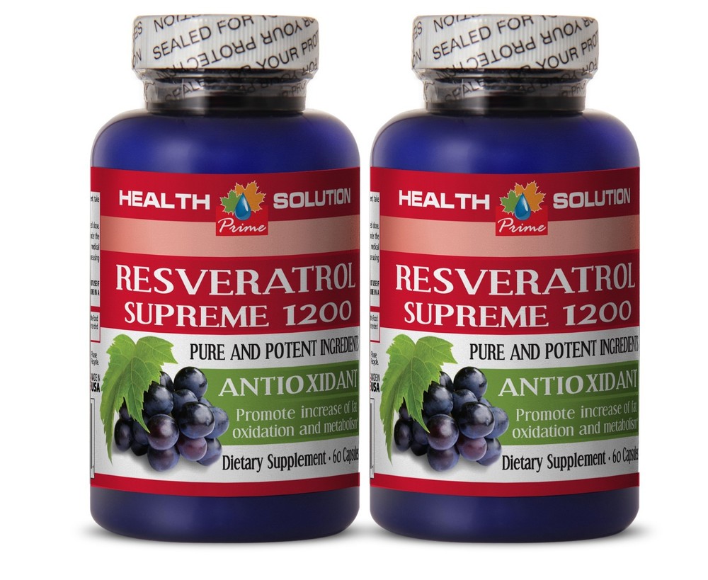 Natural Resveratrol – PREMIUM RESVERATROL 1200mg – Immune Vitamins 2 Bottles