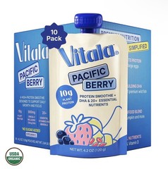 Vitala Organic Protein Smoothie | 10g Protein, 135mg DHA, USDA Organic | 10-Pack