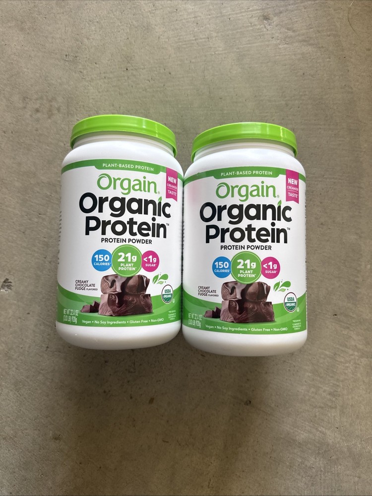 2X Orgain Organic Protein Creamy chocolate Fudge powder 2.03lbs.