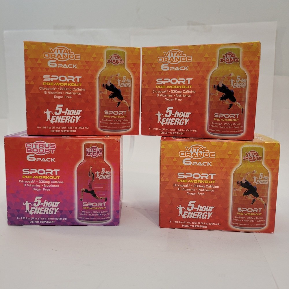 5-hour ENERGY Sport Pre-Workout Shots Vital Orange Citrus Boost 24 Count Bundle