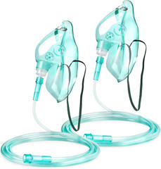 2 Pack Oxygen Mask for Face Adult with 6.6′ Tube & Adjustable Elastic Strap – Si