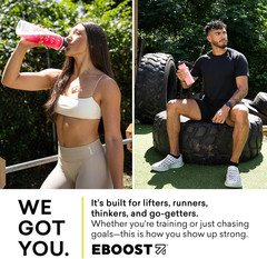EBOOST POW Natural Pre Workout Powder, Peach Nectar, 15 Packets