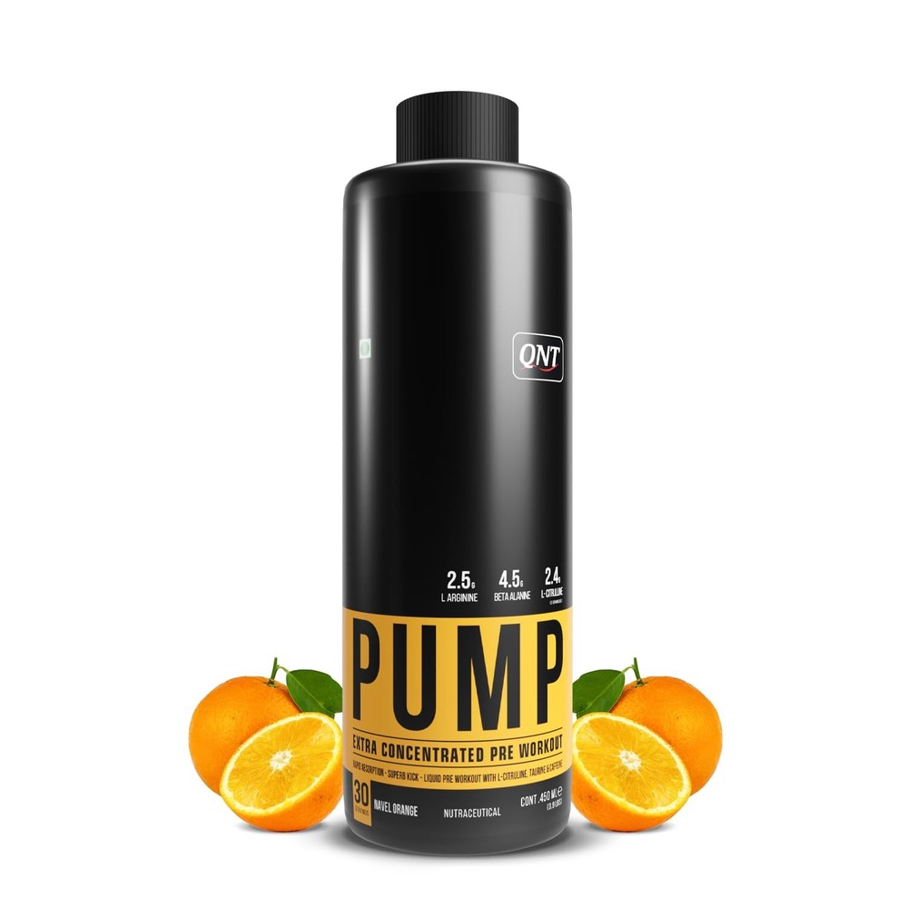QNT PUMP Pre-Workout Drink 450ml Orange Flavor | 30 Servings | Unisex
