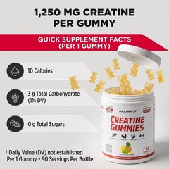 Creatine Gummies, Tropical Fruit Punch, 90 Count, 1250 mg