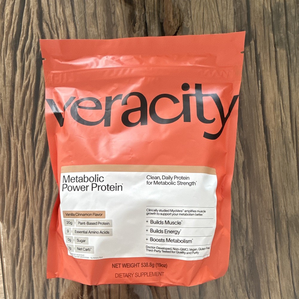 Veracity Metabolic Power Plant-Based Protein Powder Vanilla Cinnamon 19 oz Vegan