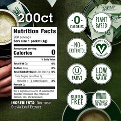 Stevia In The Raw Sweetener Packets, 200 Ct Box, 200 Count (Pack of 1)