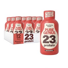 12 PACK Pure Genius Strawberry Guava Protein Shots 23g KETO Gluten & Sugar Free