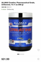 ALLMAX Essentials CreaSyn Creatine Monohydrate Powder Unflavored 400g 65 srv