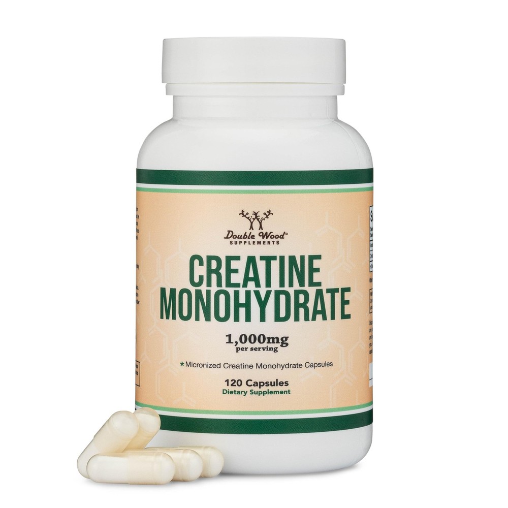 Creatine Monohydrate Capsules – 1g per Serving, 120 Count (Pack of 1), White