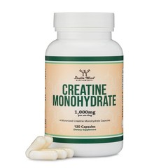 Creatine Monohydrate Capsules – 1g per Serving, 120 Count (Pack of 1), White