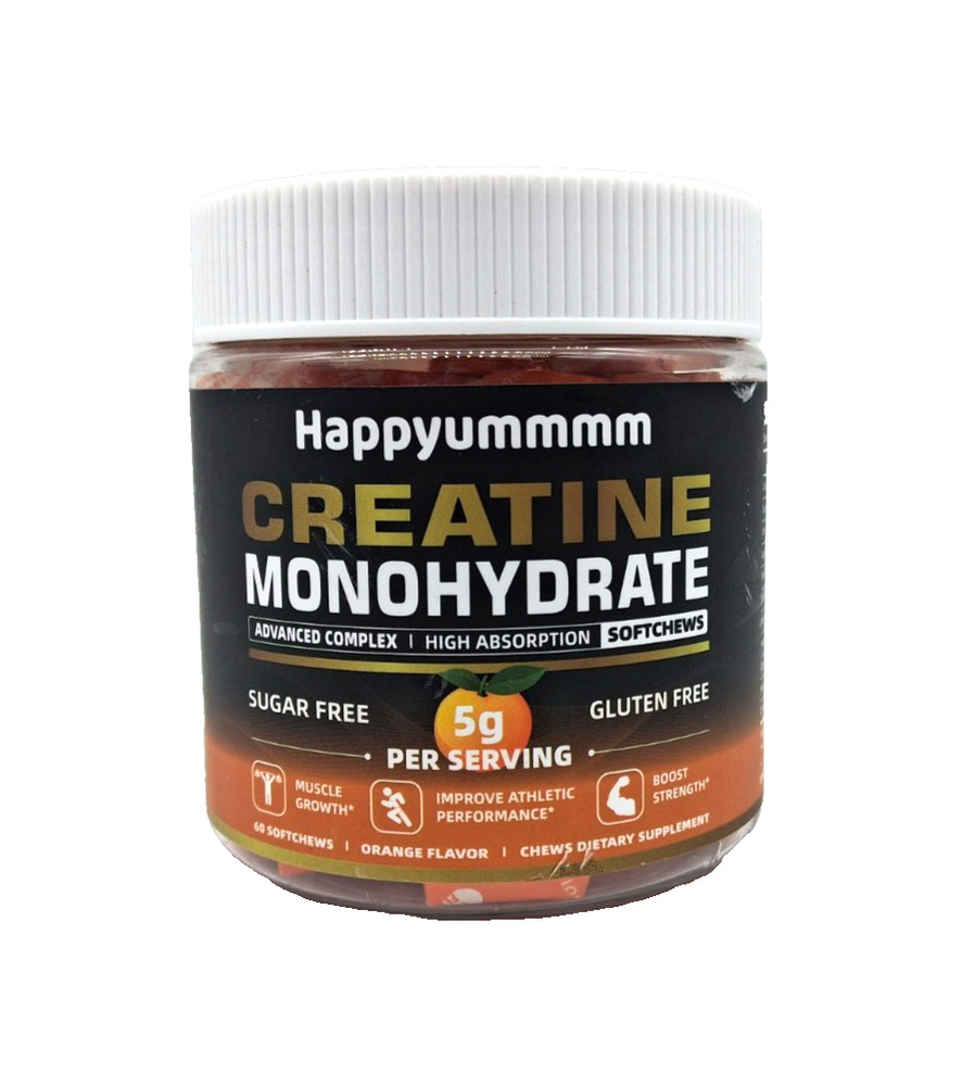 Happyummmm Creatine Monohydrate Softchews 60 Softchews, Orange, Exp. 03/2027