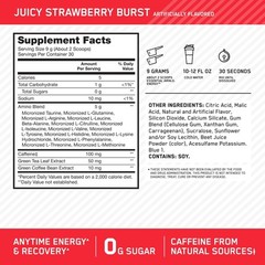 Amino Energy Pre Workout Powder – BCAA, Green Tea, Keto Friendly, Strawberry Bur
