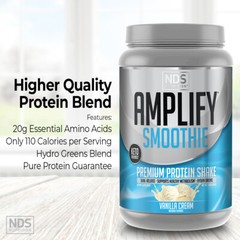 NDS Amplify Smoothie Protein Added Greens Overall Health – Vanilla (30 Servings)