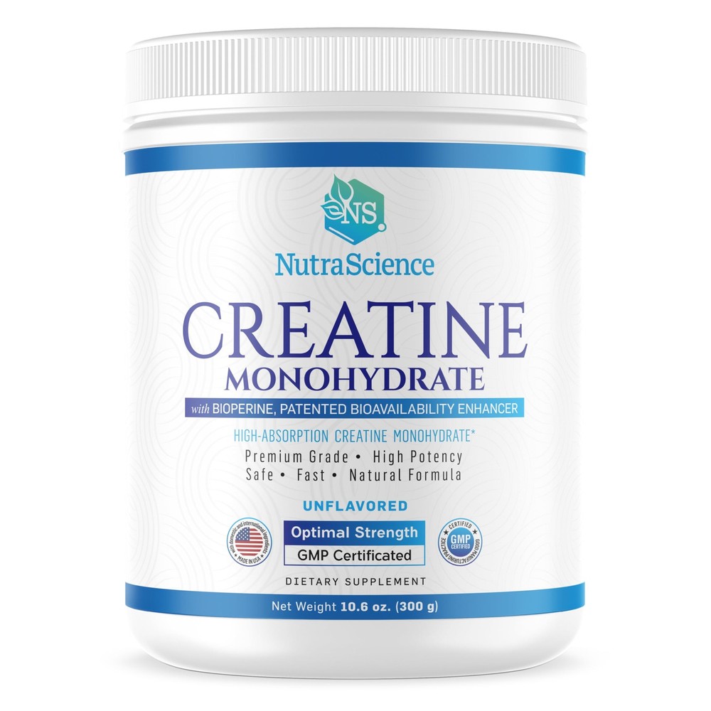 NutraScience Creatine Monohydrate Powder with 10.6 Ounce (Pack of 1)