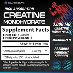 Fast-Absorbing Creatine Monohydrate 3000mg Capsules – Boost Strength & Power