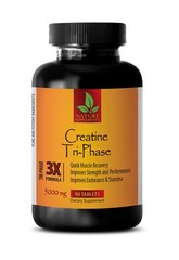 Pure CREATINE Tri-Phase 5000mg – Increase Muscle Mass & Strength – 1 Bottle