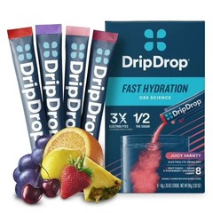 DripDrop Electrolyte Powder Drink Mix for Fast Hydration, Juicy Variety 8 Sticks