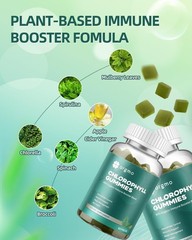 Chlorophyll Gummies for Body Odor Sugar Free 120 Count, Internal Deodorant Suppl