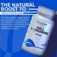 L-Arginine Capsules 1500mg, Nitric Oxide Booster, Blood Flow & Workout, 60 Count