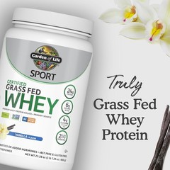 Garden of Life Sport Whey Vanilla, Grass Fed Isolate 24g Prot Probiotics 20 Serv