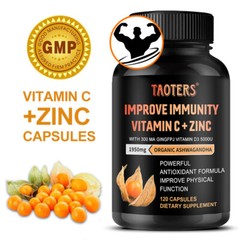 Vitamin C + Zinc + Ashwagandha 120 Capsules, Specially Selected Plant Extracts