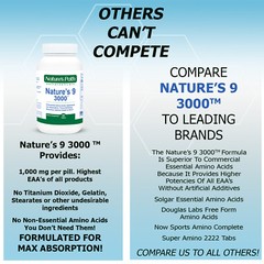 Nature’s 9 3000 Essential Amino Branch Chain Acids EAA 90 Tablets Natural Energy