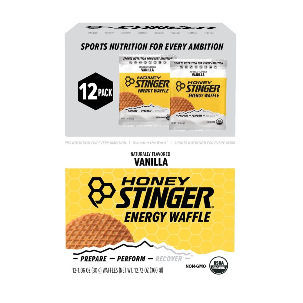 Honey Stinger Organic Energy Waffle, Vanilla, Caffeine Free Healthy Snack, 1.06