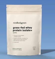 mindbodygreen Grass-Fed Whey Protein Isolate Vanilla Powder 23.5oz All Natural