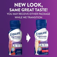 Ensure High Protein Strawberry Nutrition Shake, Ready to 8 Fl Oz (Pack of 24)