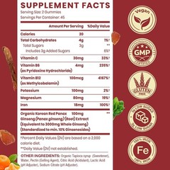 Sapotax Korean Red Panax Ginseng Supplement Gummies – 180 Count