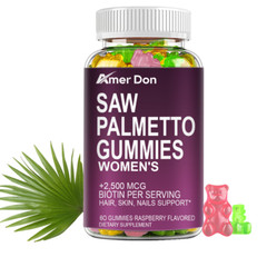 Saw Palmetto Gummies for Women 2500mcg Biotin – Hair Skin Nails Support – 60 Ct