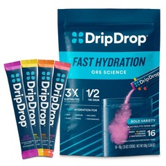 DripDrop Hydration Packets – Bold Variety Pack – Single Serve 16ct, Blue