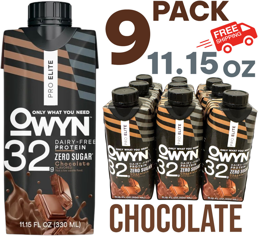 Owyn Plant Protein Shake Chocolate 9 PACK 11.15 Oz 32G Protein Ready 2 Drink Pro