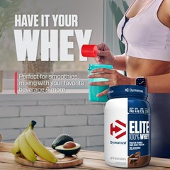 Dymatize Elite 100 Whey Protein Powder, Chocolate, 25g of Protein, 5.5g BCAAs,
