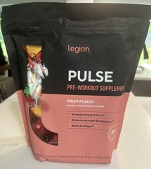 LEGION Pulse Pre Workout Packets FRUIT PUNCH, NO Booster, Beta Alanine, Caffeine