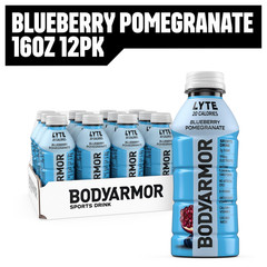BODYARMOR Lyte Sports Drink, Low-Calorie Blueberry Pomegranate, 16 Fl Oz, 12 Pac