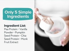 Organic Pea Protein Powder-Vegan, Vanilla, 20g Protein-5 Simple Ingredients-1 lb