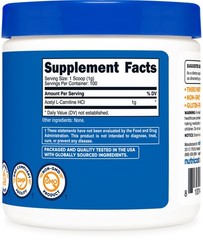 Nutricost Pure Acetyl L-Carnitine 100g, 1000mg Per Serving, 100 Servings