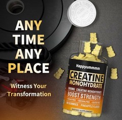 Happyummmm Creatine Monohydrate 5000MG 90 Ct Flavor Exp 10/2026