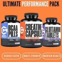 Crazy Muscle Creatine Capsules, 5g of Premium 3X ThreeAtine Pre Workout Bulk …