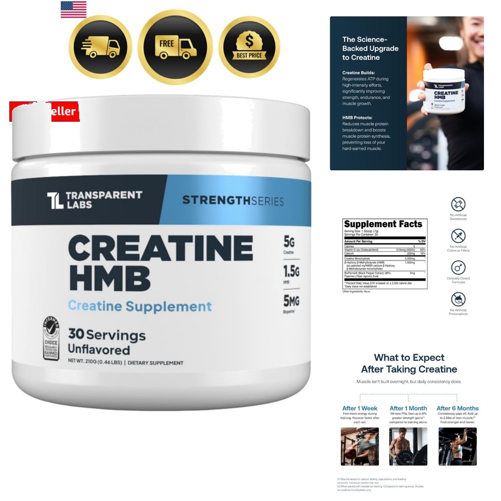 Creatine HMB – Creatine Monohydrate Powder with HMB for Muscle Growth, Increa…