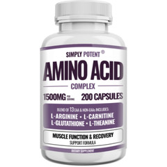 Amino Acid Complex 1500mg 200 Capsules – 13 Aminos with L-Arginine L-Glutathione