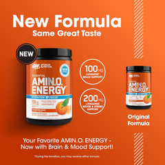 Amino Energy Powder plus Hydration, with BCAA, Electrolytes, and Caffeine, Tang