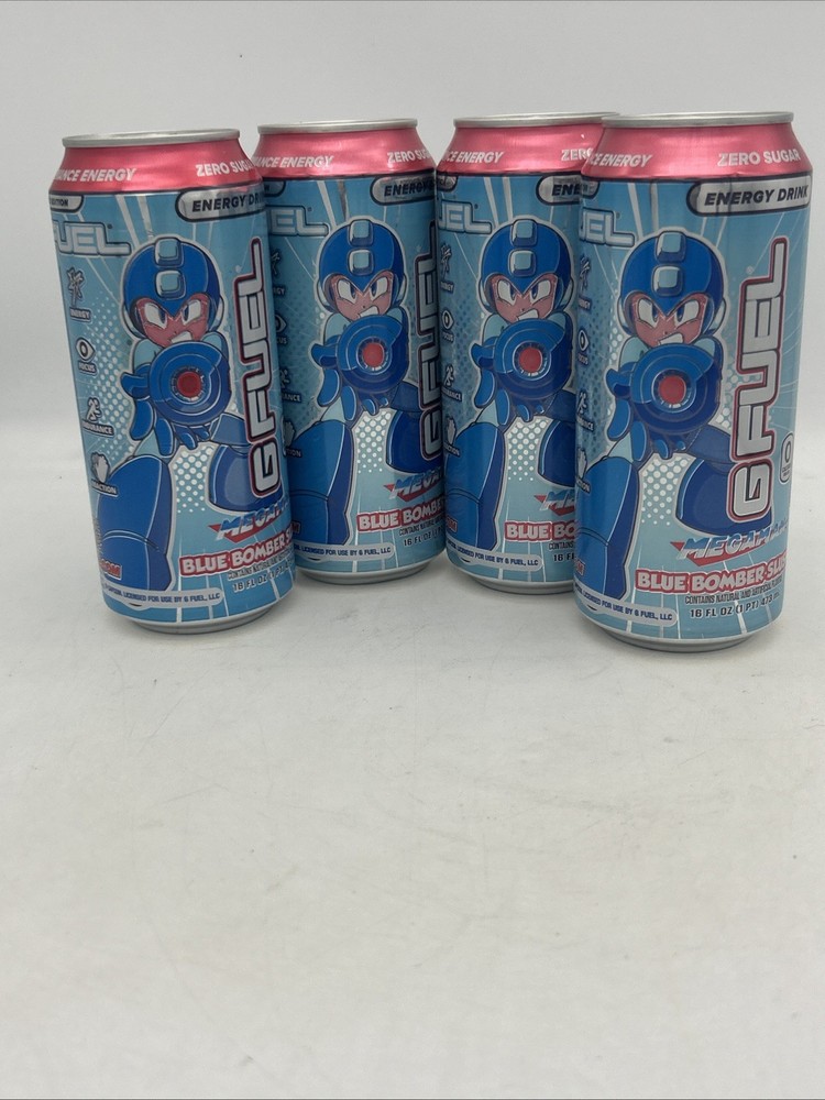 Limited Edition Megaman Blue Bomber Slushee GFuel Energy Drink Can 16oz 4 pack
