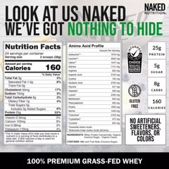 2LB Naked Whey – All Natural Grass Fed Whey Protein Powder, Organic Chocolate