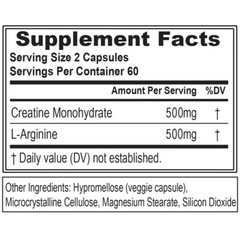 Evlution Nutrition Creatine + L-Arginine – 60 Servings -120 Veggie Capsules