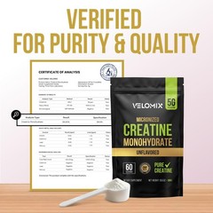 VELOMIX Micronized Creatine Monohydrate 10.6 Ounce (Pack of 1), 60 Servings