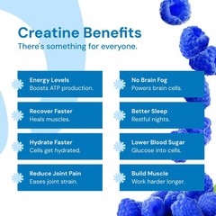 Create Creatine Gummies 1.5g Focus Strength Endurance Vegan Blue Raspberry 90ct