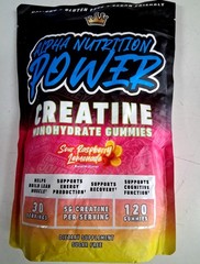 Alpha Nutrition Power Creatine Monohydrate 120 Gummies Sour Raspberry Lemonade